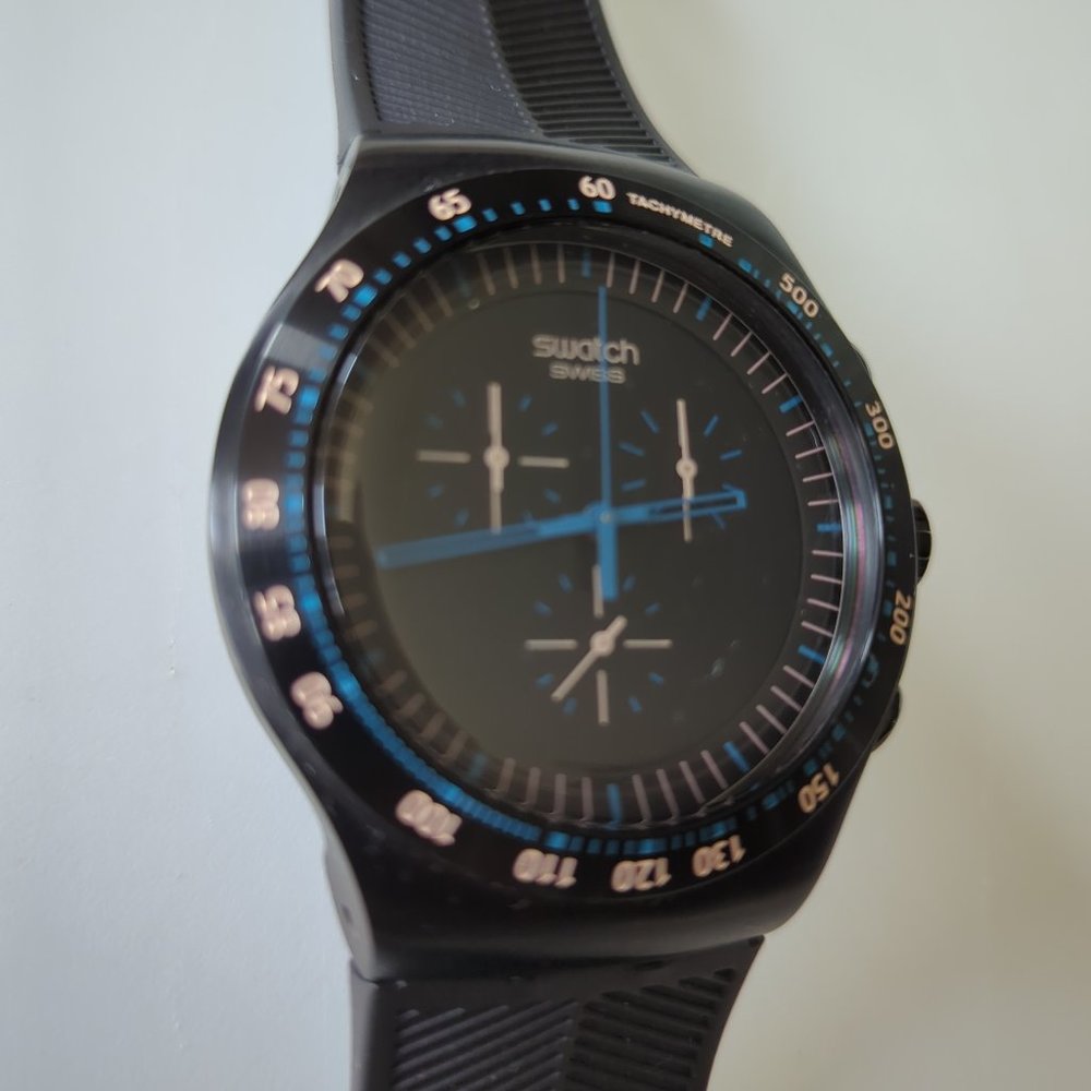 NEW Swatch Irony Blue in Dark Chronograph Men Watch YOB103